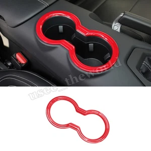 Red Center Console Front Water Cup Holder Cover Trim For Ford Mustang 2024 2025 - Picture 1 of 7