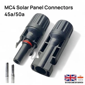 MC4 Connectors Solar Panel Cable Compatible Waterproof Male & Female 45A 50A UK - Picture 1 of 4