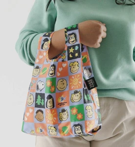 NEW! BAGGU BABY SNOOPY Peanuts Checkerboard Take Care Reuseable Bag eco-bag Quan - Picture 1 of 6