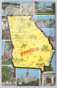 Tarjeta postal de cementerio de algodón faro puente muelles presa mapa multivista de Georgia - Imagen 1 de 2