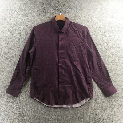 Camisa David Donahue Abotonada Para Hombres XL Púrpura Manga Larga Algodón Botón Delantero Foto 1 de 4