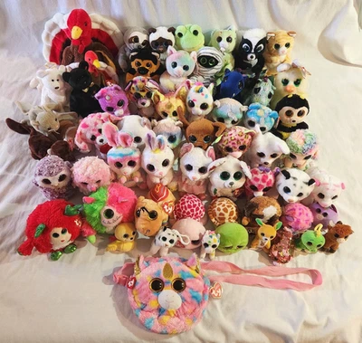 Lot Of 58 Beanie Boos, Beanie Babies, Beanie Bellies, Monstaz, Squish-A-Boos.... - Image 1 of 4