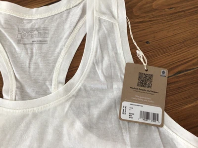 Camiseta sin mangas Patagonia para mujer Side Current nueva con etiquetas $49 blanca espalda deportiva clásica al aire libre Foto 1 de 4