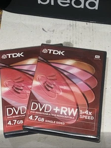 2x TDK DVD+RW 4,7GB 1-4x Speed Rohling DVD wiederbeschreibbar Einzelpack im Videokoffer - Bild 1 von 6