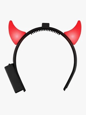 Light Up Flashing Glowing Red Devil Horns LED Costume Headband Halloween Costume - Image 1 of 3