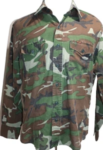 Wrangler Camo Shirt Vintage Mens Large Outdoor Grunge Button Up 70s Woodland - Picture 1 of 7