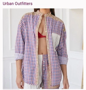 👚 Urban Outfitters OUT FROM UNDER Bailey Plaid Poplin Button Shirt, XS/S - Picture 1 of 14