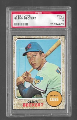 1968 Topps #101 Glenn Beckert, Chicago Cubs PSA 7 QUASE PERFEITO - Imagem 1 de 3