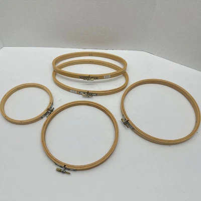 Wooden Embroidery Hoops Round Oval Cross Stitch Needlework & Crafts Lot of 5 - Image 1 of 4