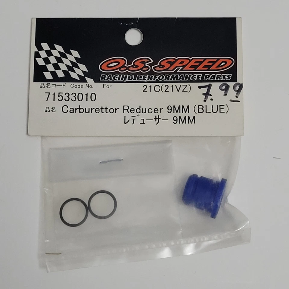 O.S. 71533010 Blue Carburetor Reducer 9mm (VZ-B V-Spec) 21C (21VZ) NIP NOS - Image 1 of 1