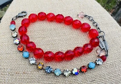 SABIKA JOYFUL LONDON & KEY COLORS RED STRETCH BRACELETS EUC - Image 1 of 4