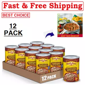 New Old El Paso Traditional Canned Refried Beans, 1 Can, 16 oz (Pack of 12) - Picture 1 of 7