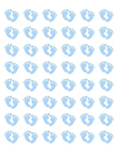 48 BABY BLUE FEET FOOTPRINTS ENVELOPE SEALS LABELS STICKERS 1.2" ROUND - Picture 1 of 1