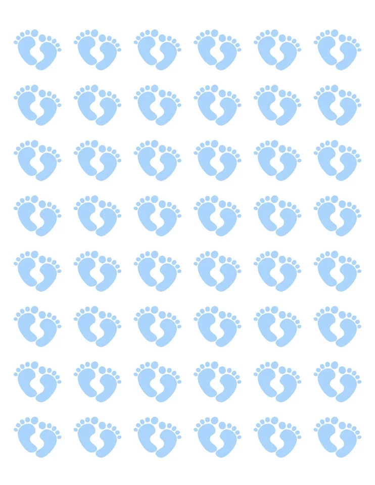 48 BABY BLUE FEET FOOTPRINTS ENVELOPE SEALS LABELS STICKERS 1.2" ROUND