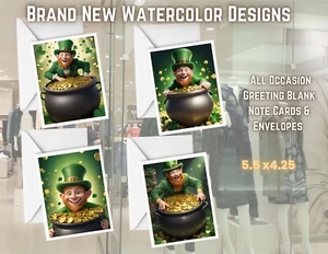 San Patricio - 12 Tarjetas - Todas las Ocasiones Tarjetas de Felicitación en Blanco con Sobres #6 - Imagen 1 de 1