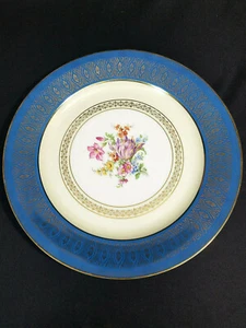 Eleganter Tirschenreuth Bavaria 11" Teller Germany USA Zone mit Goldinlay - Bild 1 von 9