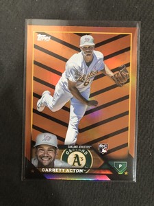 2023 Topps Update Garrett Acton Orange And Black Stripe Rookie Parallel Card