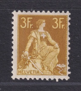 Switzerland Scott 145 F/VF MH 1908 3fr Bister Seated Helvetia Issue SCV $465 - Picture 1 of 2