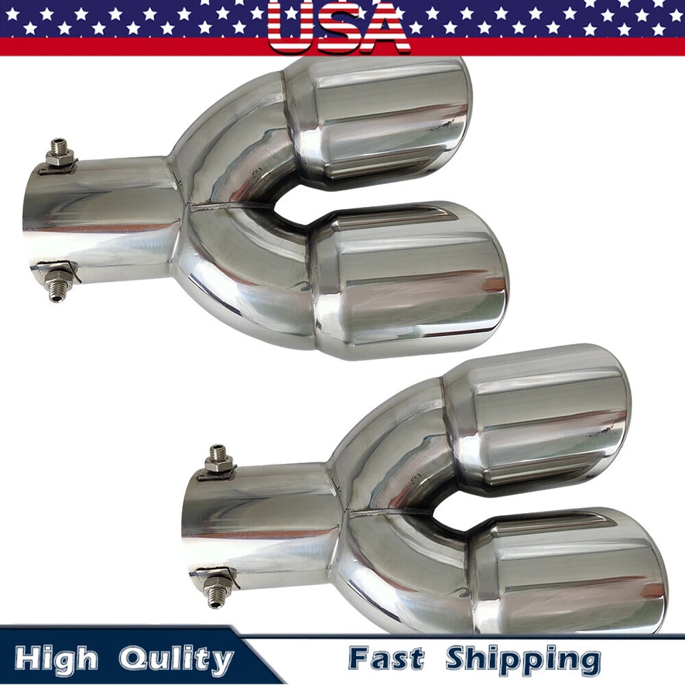 Para GMC Sierra 1500 6.2L par 2.5" ID 3.5" OD ponta de escape dupla ponta de tubo de escape - Imagem 1 de 4