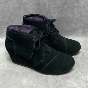 Botines de cuña BOBS de gamuza negra para mujer talla 8 de Skechers - Imagen 1 de 8