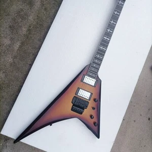 Guitarra Eléctrica Flecha 6 Cuerdas Marrón Llama Chapa de Arce Trémolo Puente Guitarra - Imagen 1 de 10