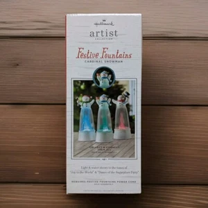 HALLMARK Colección Artista Fuentes Festivas Cardenal Muñeco de Nieve Nuevo Sin Agua - Imagen 1 de 6
