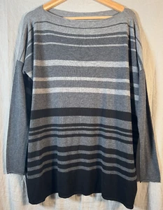 Vince Damen grau schwarz gestreift Merinowollmischung Oversize Pullover Gr. XSmall - Bild 1 von 11
