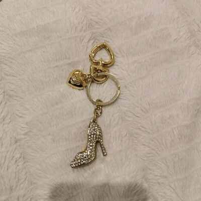 Juicy Couture Vintage Dorado Tacón de Aguja Estrás Bolso Cartera Llavero Dije Foto 1 de 4