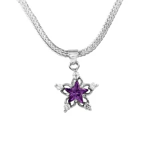 925 Plata de Ley Bonito Morado Circonita Forma Estrella Colgante Regalo Joyería - Imagen 1 de 10