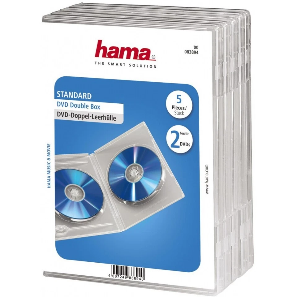 Hama DVD-Doppel-LeerhÃŒlle 5, Transparent (00083894) Medien