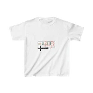 His grace is enough with cross Kids Heavy Cotton™ Tee - Picture 1 of 55