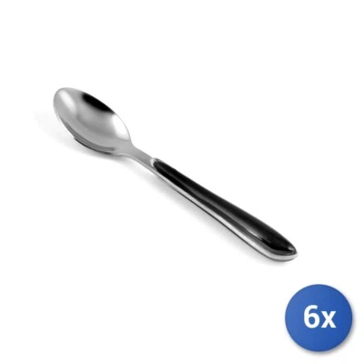 6x Cucchiaini Da Caffe' In Acciaio Inox Eclat, Manico Nero - Immagine 1 di 4