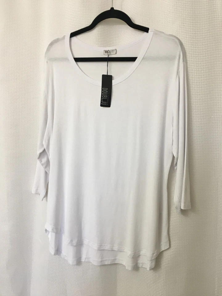 Женский топ Doublju с круглым вырезом рукав 3/4 2XL белый для отпуска путешествий легкий A8 - Изображение 1 из 4