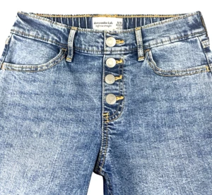 Abercrombie Girls' Pull-On Jeans, Elastic Waist, Decorative Buttons - Size 9/10 - Picture 1 of 12