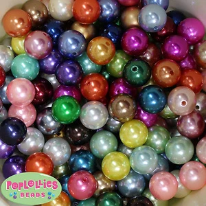 20mm Mixed Color Acrylic Faux Pearl Bubblegum Beads Lot 160 pc Chunky Gumball - Picture 1 of 1