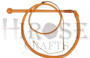 Professional Australian Stockwhip 6 Ft Tan Brown 12 Plaited Genuine Leather - Picture 1 of 2