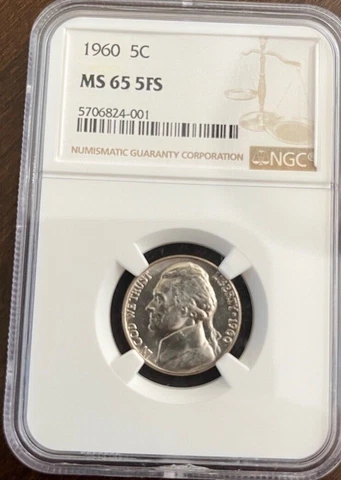 1960 JEFFERSON NICKEL NGC MS65 5FS     RARE ! Cover