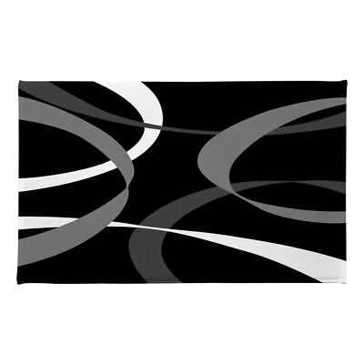 Alfombra de baño gris abstracta a rayas blanco y negro para alfombra de baño alfombra de baño felpudo Foto 1 de 4