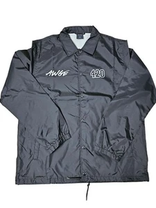 AWGE A$AP Rocky 420 schwarz Satin Coach Jacke Druckknopf XL ASAP MOB Marihuana USA NEU - Bild 1 von 11