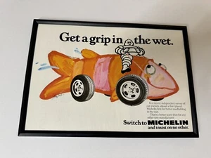 Framed Original 1982 Michelin Tyres Magazine Advert Poster Man Cave Wall Art - Picture 1 of 1