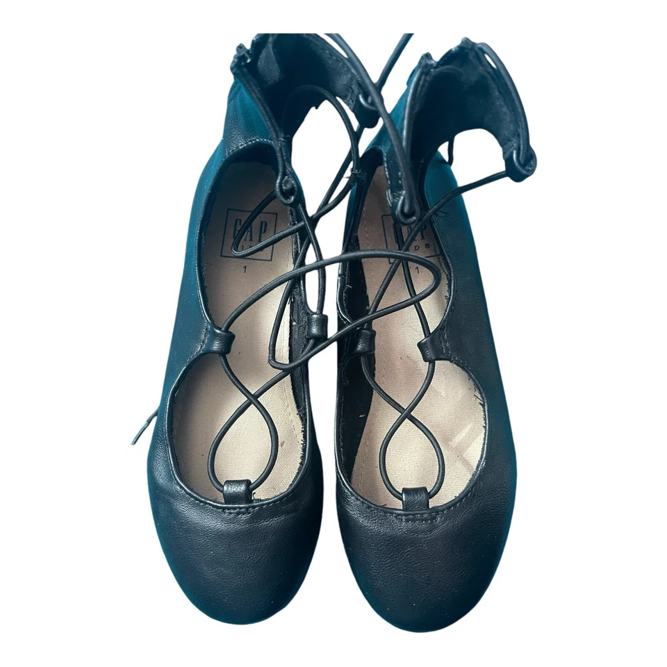 Sapatilhas de balé Baby Gap couro sintético preto tamanho 1 bom estado - Imagem 1 de 4