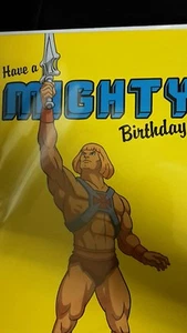 TOLLE HE-MAN mächtige gelbe GEBURTSTAGSKARTE 80ER JAHRE RETRO TV NEU - Bild 1 von 1