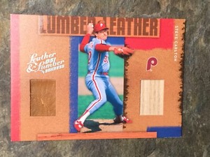 STEVE CARLTON 2005 Donruss Leather and Lumber Authentic Pieces GLOVE/BAT #13/25 