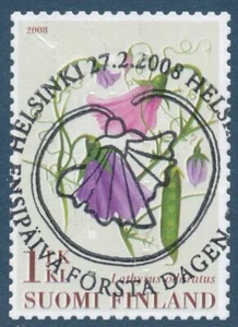 Finland 2008 Used Stamp - Sweet Pea Flower - Flowers - Braille First Day Cancel - Picture 1 of 1