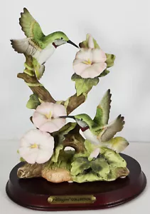 Estatua de porcelana Wellington vintage de 8" colibríes flores rosas decoración del hogar - Imagen 1 de 9