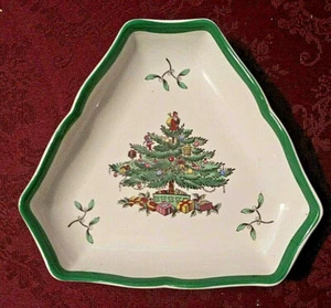Spode Christmas Tree Triangle Small Trinket Candy Dish S3324-F England 5.75"   - Picture 1 of 2