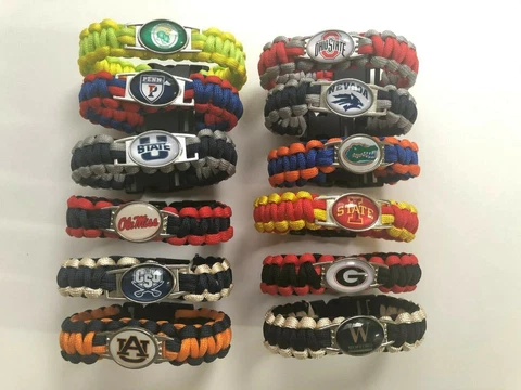 College Football Team Paracord Survival Bracelets Sports Bracelet NCAA Team 9' Cover
