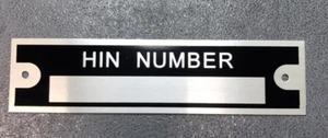 Blank Data Plate HIN Tag Serial Number ID Speedboat Yamaha Suzuki Johnson Merc - Picture 1 of 10