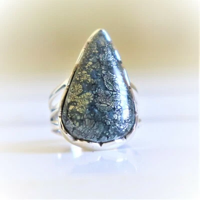 MARCASITE NATURAL GEMSTONE RING 925 SOLID STERLING SILVER HANDMADE JEWELRY RING  - Image 1 of 4