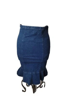 De Colección Tadashi Shoji Denim Falda Talla 4 Tulipán Volantes Body Con Midi Fairy Y2k EE. UU.  Foto 1 de 4